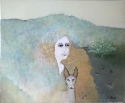 Woman with podenco - a Paint Artowrk by Christina Ostrom